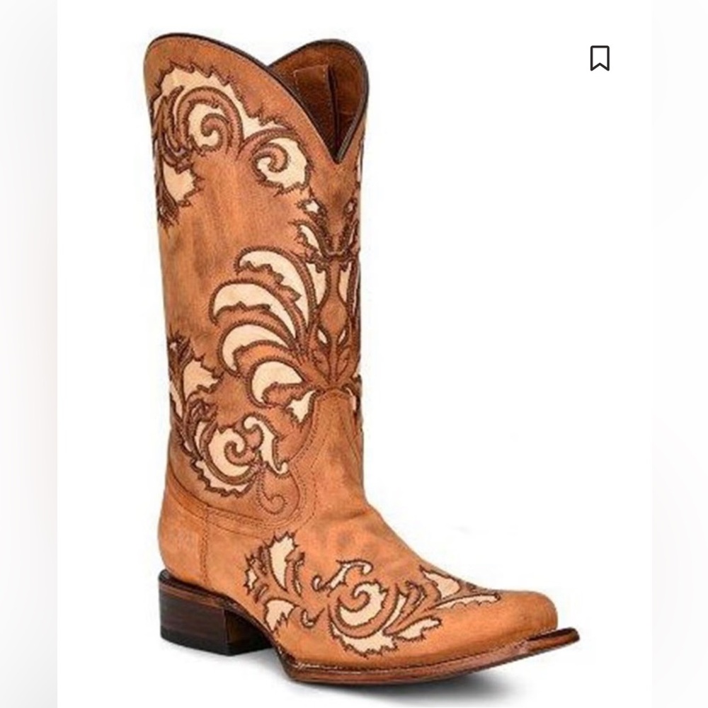 🤠 Circle G Tan Western Embroidered Leather Cowboy Boots Sz 9.5